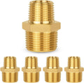 5-PCs HeSun Brass Hex Nipple Pipe Fitting, 3/4" NPT Male x 1/2" NPT Male Hex Pipe Adapter