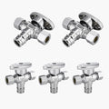 5-Pack GUOFIS PEX-A Angle Stop Valve with Dual Compression Outlet,1/2" PEX-A Expansion Inlet x (3/8" x 3/8") Outlet Shut-off Valves(1/4 Turn,Chrome)(VALVE128-5Pack)