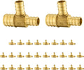 30-Pack Foskan PEX Fittings, 1"x3/4"x3/4" Reducing Tee,Brass Barb Crimp PEX Fittings for Hot or Cold Water Distribution