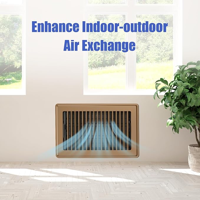 Floor Register - Floor Vent Covers 6x10 - Heavy Duty Steel Vent Covers for Home Floor and Wall - Adjustable HVAC Vents for Bedrooms & Living Rooms - Proof Finish Walkable Floor Vents - Brown - 4 Pack
