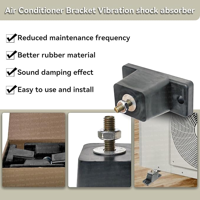 Air Conditioner Bracket Anti Vibration shock absorber, Compressor Foot Mount Vibration Isolator, for Mini Split Air Conditioners Condensers Shock Absorbing Rubber Mounting Bracket (4 pack)