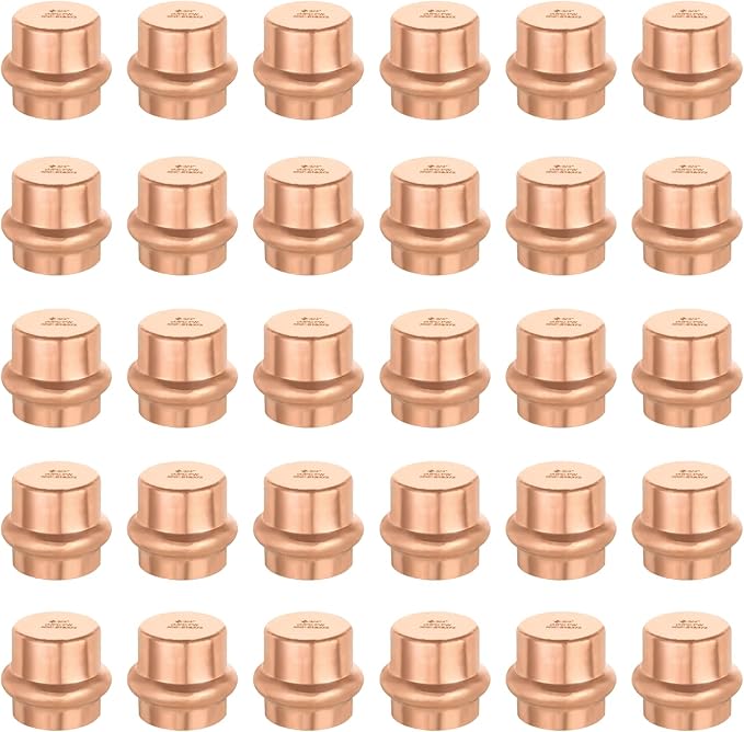 30-Pack GUOFIS Copper Press End Cap, 3/4" x 3/4" Plug Fittings for Copper Tube Connection with Stop(PRESS011-30Pack)