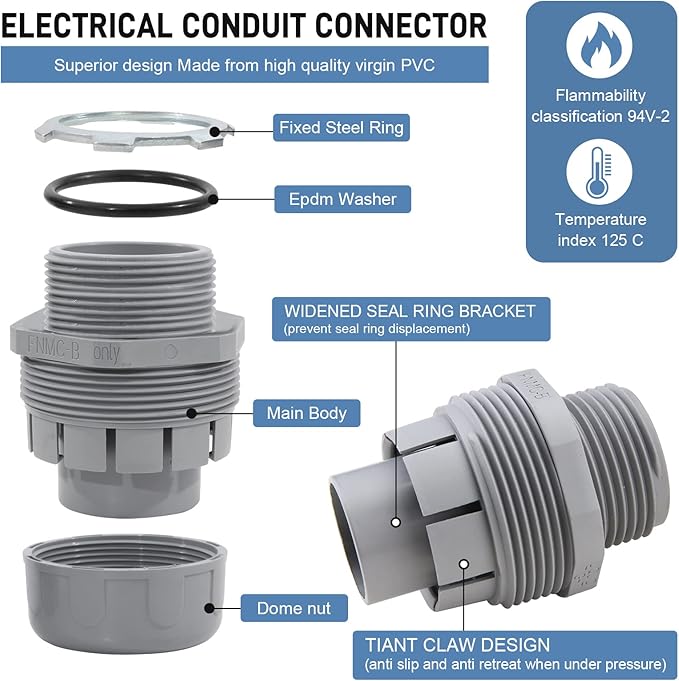 DWALE Liquid-Tight Conduit and Connector Kit,Flexible Non Metallic Liquid Tight Electrical Conduit,1-1/2inch50ft Electrical Conduit Kit,with 4Straight and 3 Angle Fittings Included,1-1/2 in. Dia
