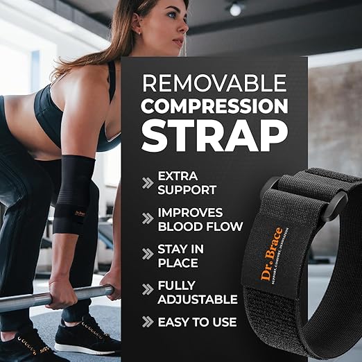 DR. BRACE® Elite Elbow Brace Support, Breathable Elbow Compression Sleeve with Gel Pad for Golfer's, Tennis Elbow & Tendonitis Treatment & Pain Relief 2024 (Black, X-Large)