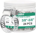 24PCS Hose Clamps Stainless Steel Adjustable 3/8"– 5/8"(10-16mm) Worm Gear Hose Clamp, Heavy Duty Metal Small Hose Clamps for Automotive, Pipe, Radiator Plumbing, Fuel Line