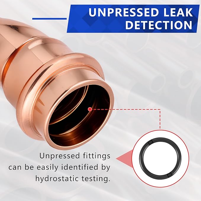Copper Press Fittings 3/4 Inch 45-Degree Elbow, No-Lead Plumbing Pipe Connector | Compatible with Copper Pipes, Water Supply & Hydronic Heating Systems | Durable Press Fit Design, 10-Pack