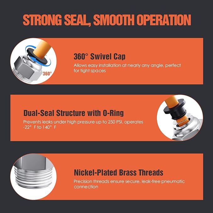1/4"OD x 1/4"NPT Thread Push to Connect Fittings – Air Line Straight Connectors, Quick Connect Pneumatic Fittings, Push Lock Air Hose Fittings for Compressor, Air Tools & Tubing (20 PCS)