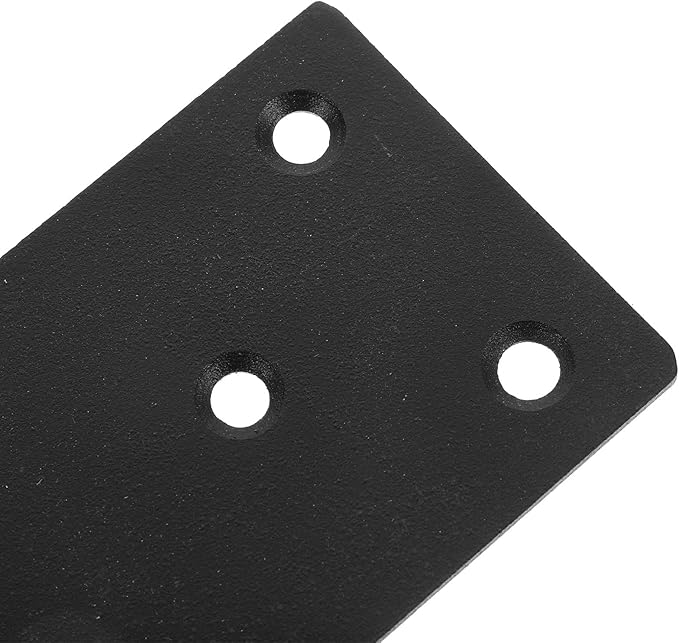 jojofuny 6 Sets Black Flat Repair Plates with Screws for Wood Furniture Reinforcement Straight Metal Brackets for Secure Fixing and Stable Support in Home and Office Use