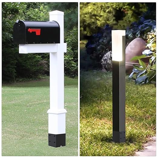 2 Pcs 6"x6" Fence Post Anchor Ground Spike 17"(Actual 5.6"x5.6") Heavy Duty Metal Fence Post Anchor with Black Powder-Coated for Deck,Fence,Porch,Railing,Mailbox