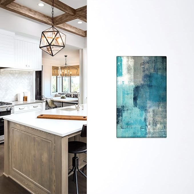 Turquoise Grey Switch Plate Cover One Gang Teal Light Switch Cover Modern Abstract Art wall plate Decortive Light Switch Cover WallPlates for Home Kitchen Decor