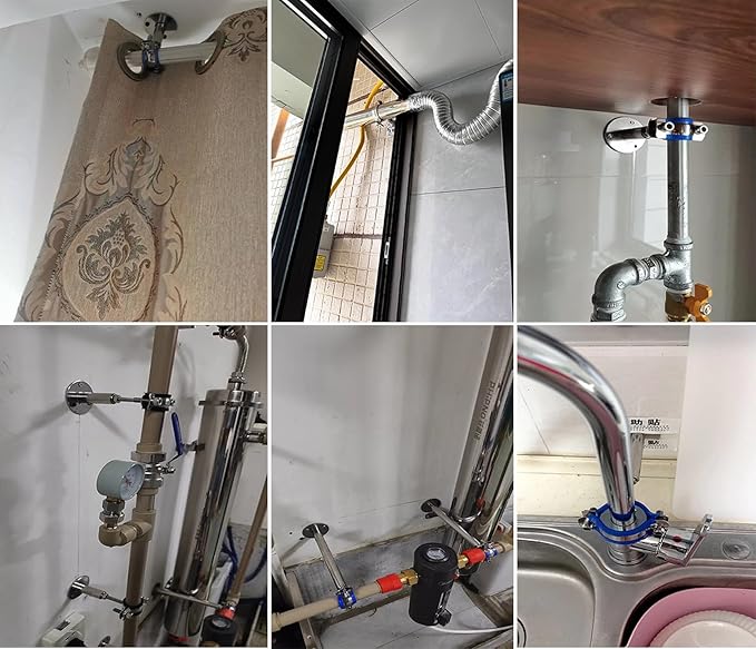 Wall Mount Ceiling Mount Pipe Supports,Adjustable Pipe Clamps Stainless Steel 304,2PCS Suitable for Pipe OD 38-40mm Adjustable Height 100-200mm