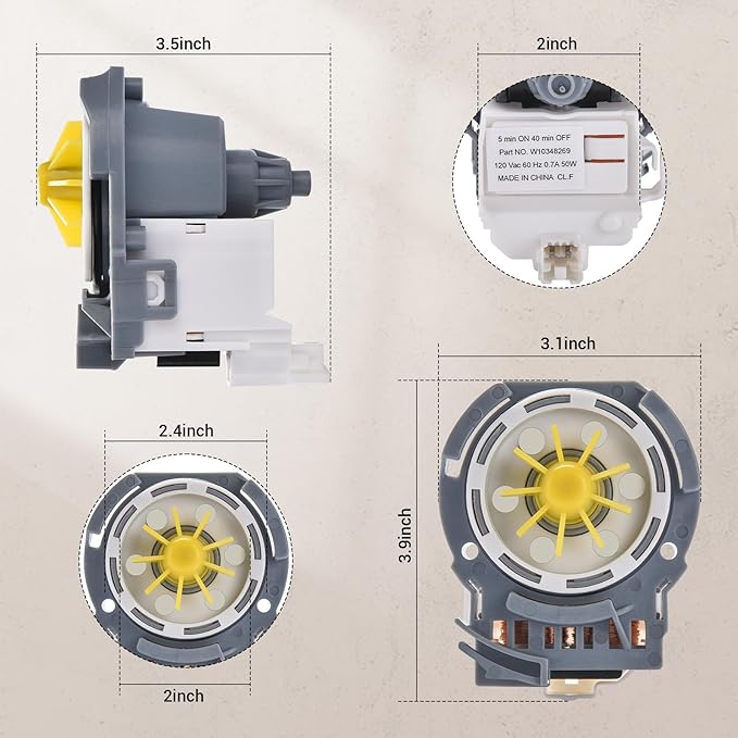 W10348269 Drain Pump Replacement Part for Whirlpool Dishwasher Pump 661662 8558995 8565839 W10084573 W10158351 - Ultra Durable Drain Pump - Silent Drain pump