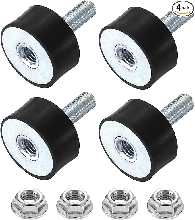 uxcell M8 Rubber Mounts, 4Pcs 30x15mm(DxH) Rubber Cylindrical Anti Vibration Isolator Shock Absorber with Lock Nut for Car Bobbin Generator Air Compressors