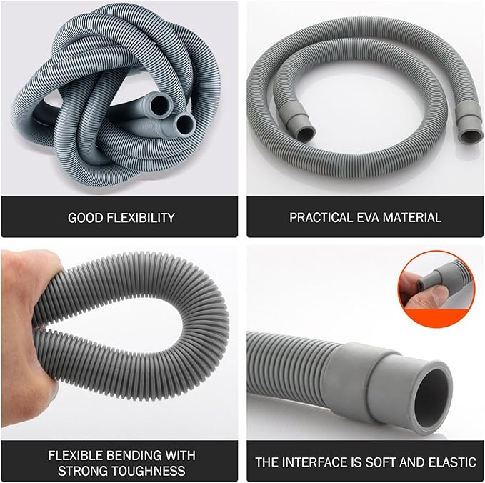 Washing Machine Drain Hose Set 3.3Ft Flexible Thickened Dishwasher Drain Hose Extension Kit for Camping Household Balcony Home