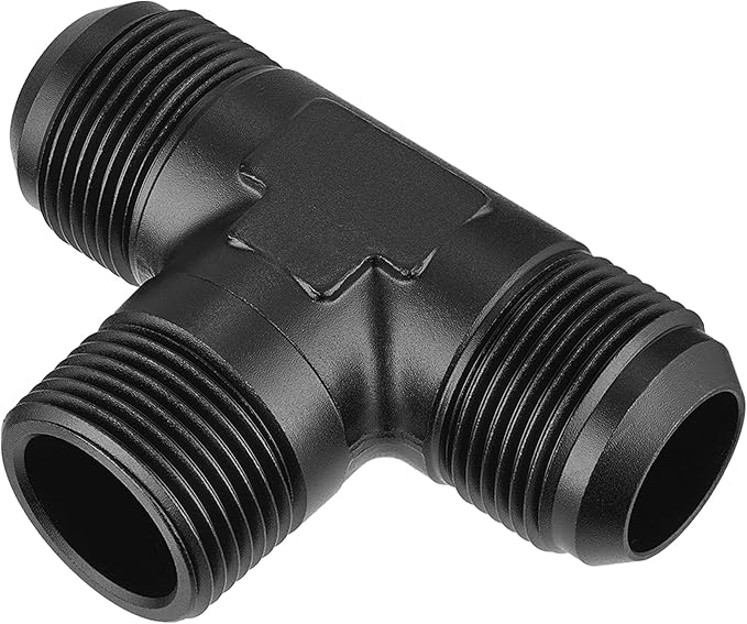 EVIL ENERGY 16AN Tee Male Flare to 1 NPT on Side Branch T Fitting Adapter Aluminum Black