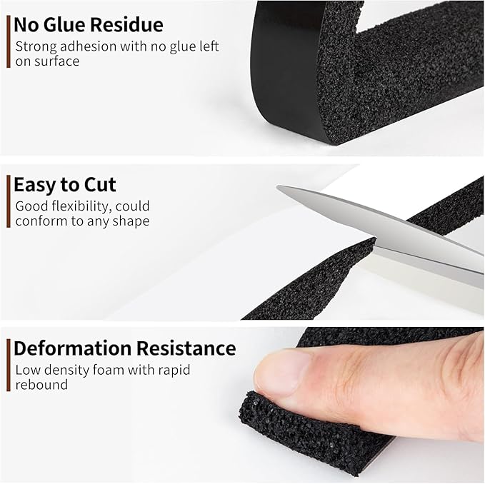 Yotache Air Conditioner Window Foam Insulation Seal 1"x1", High Resilience Foam Weather Stripping Door Seal Tape, 6.5 Ft x 4Pcs