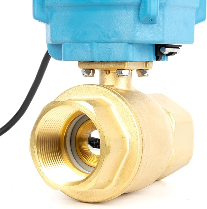 U.S. Solid 1-1/2" Motorized Ball Valve with US Plug 110VAC Brass Electrical Ball Valve, IP67, Manual Override, Direction Display Auto Return, Normally Closed, IP67