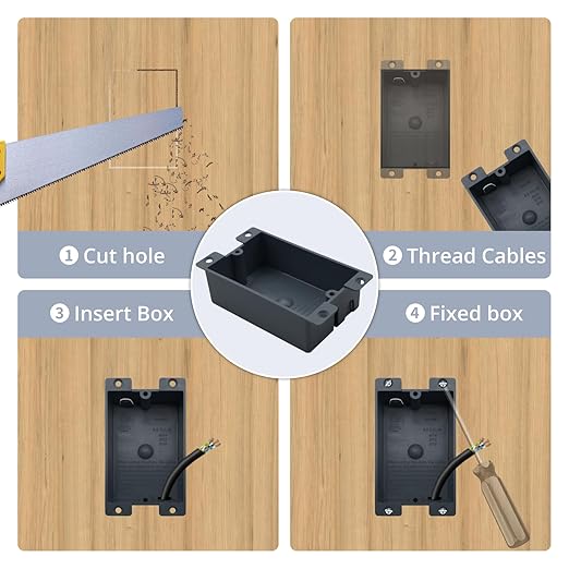 Electrical Outlet Box,Gray Switch Box,1 Gang Electrical Box,ETL Listed,AWG Standard,Fire Rated for Two Hours,8 Cubic Inch Old Work Box.(10 Pack)