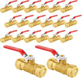 20-PCs HeSun Push Fit Ball Valve, 3/4-Inch Push-to-Connect Full Port Shut-off Valve for Hot and Cold Water,with 1 Disconnect Clip, PEX,Copper,CPVC, Red(PF-VALVE012-20)