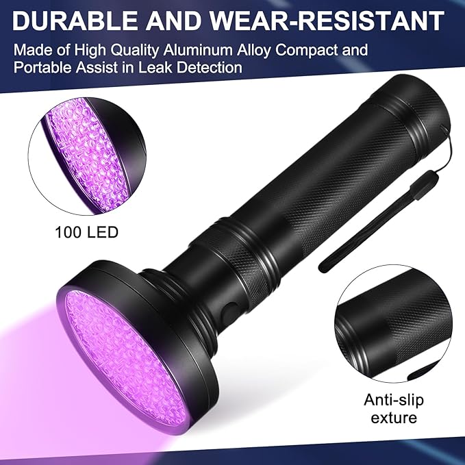 AC Leak Detector Kit, R1234yf R134a R410a AC Oil UV Dye Injector Kit Refrigerant Leak Detector Tool Low Side Quick Coupler Mini Split Adapter Glasses Flashlight(Useful)
