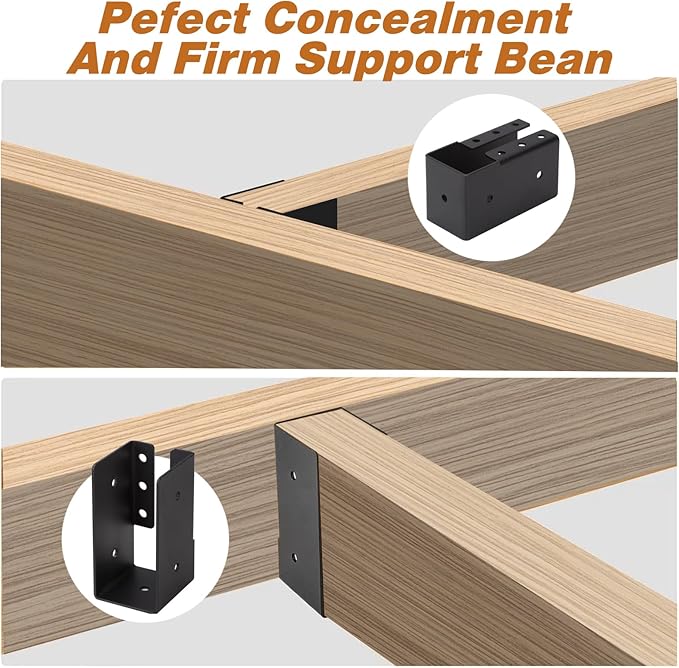 Concealed Joist Hangers, (10-30PCS), 4"x8" with Screws, Outdoor Trim Concealed Flanges, for Beam,Swing, Handrail,Fence (12, 4"x8")