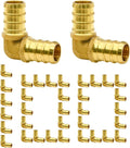 100 Pack 1/2" PEX Fittings, Brass PEX Elbow Fittings for PEX Tubing Pipe