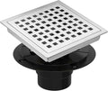 6 Inch Square Shower Floor Drain, Shower Drain Kit with Flange, Square Shower Drain, SUS 304 Stainless Steel Floor Drain,Silver