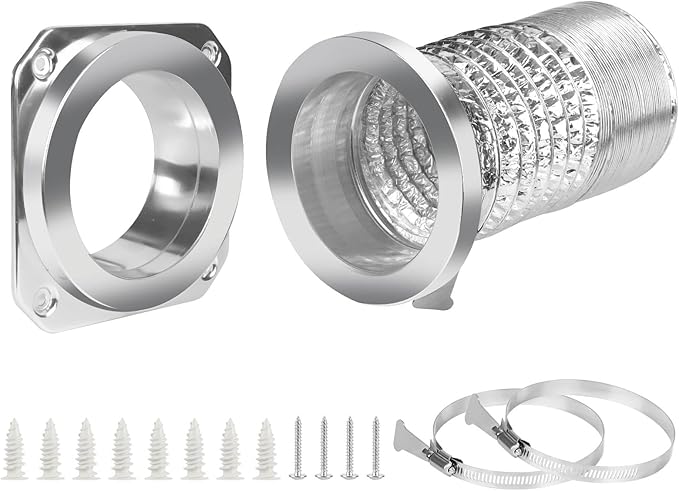 DVC-180 Magnetic Dryer Vent Coupling Connector Kit Easy to Clean Quick Connector Including a 3.3ft 4" Duct and two Clamps