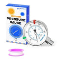 MEANLIN MEASURE 0~200Psi Liquid Filled Pressure Gauge Stainless Steel with 316 Stainless Steel Joint 1/4" NPT 2.5" FACE DIAL for Air Compressor Air Regulator Water Filter Lower Mount, with 2PCS Snaps