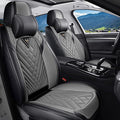Car Seat Covers for Jaguar E-PACE 2018-2024,Breathable Nappa Leather Car Seat Protector,Front Seat Cover with Pillow Automotive Seat Cushion with Airbag Compatible(Front Seats,Black-Gray)