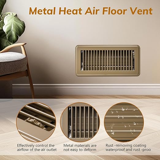 12Pcs Floor Vents Floor Registers 4x12 Inch, Heavy Duty Metal Hot Air Vent Covers 4x12 Inch with Rust-Proof Finish for Home Heater Floor Vent Grilles and Vents