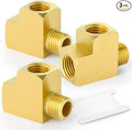 GASHER 3 Pcs Brass Tee Fitting, 1/4" FNPT x 1/4" FNPTx 1/4" MNPT Pipe Fittings, Male Run Tee