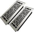 4x10 Inches 2 Pack Heavy Duty Walkable Floor Register Easy Adjust Air Supply Lever Floor Vents - Brooklyn Design - Vent Cover for Home Floor - Satin Nickel