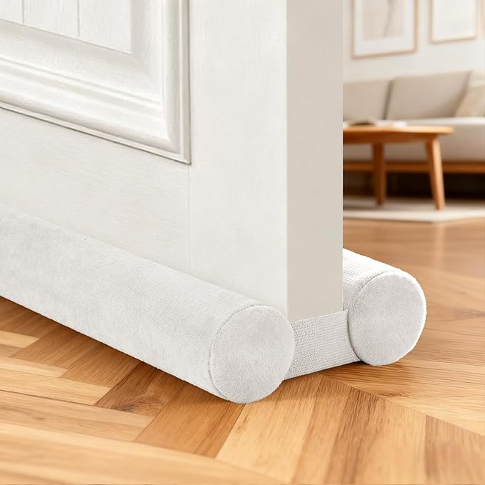 Under Door Gap Filler,Door Draft Stopper for Bottom of Doors,Weather Stripping Door Bottom Seal,Adjustable Door Sweep Draft Seal Block Dust,Light, Hot Air and Drafts,30" to 36" White