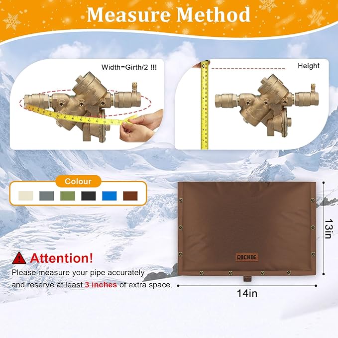 Backflow Preventer Insulated Cover (5°F) for Winter Freeze Protection, 21"W x 16"H Thickened Pressure Reducing Value & Well Pump Cover, Outdoor Waterproof Insulation Pouch for Sprinkler Valve, Brown
