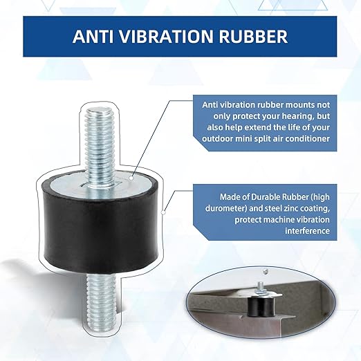 Rubber Studs Shock Absorber M8 30x20mm 4 Pack Anti Vibration Rubber Isolator Mounts Cylindrical Vibration Isolation Mount for Air Compressors, Garage Motor, Diesel Engines