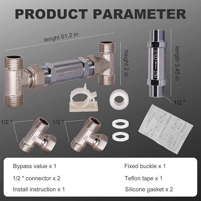 Sensor Valve for Instant Hot Water Recirculating Pump System Upgraded Brass Instead of Stainless Steel and Plastic Versions Compatible With 500800 500805 Replace The Swivel Joints 367010 595926
