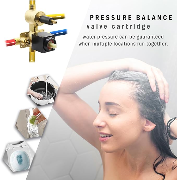 Concealed Brass 3 Way Outlet Function Shower Diverter Valve Flow Control Mixer Mixing Rough-In Shower Valve Kit, ‎Oil Rubbed Bronze