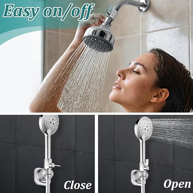 [2 Pack] Shower Head Shut Off Valve 304 Stainless Steel Mini Ball Valve(1/2" Female X Male) NPT Thread Water Flow Control，RV Shower Head with Hose Flow Restrictor