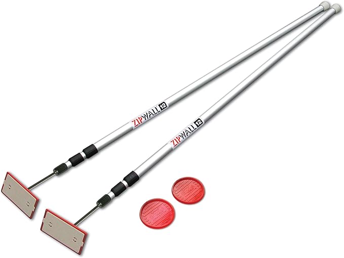 ZIPWALL SLP2 12 (Pack of 2) Foot Spring Loaded Dust Barrier Poles