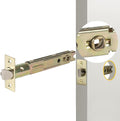 5-Inch Backset Entry Door Latch Fit Standard Knobset, 90° Square Interface with Square Corner Faceplate, Requires a 2-1/8" Cross Bore & 1" Edge Bore, Non-Handed, Polished Brass
