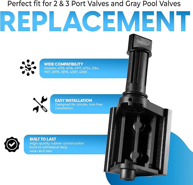 Replacement 4720 Diverter Valve 3-Pack with O-Rings Repair Kit – Works with 1.5" and 2" Diverter Valves – Compatible with 2 & 3 Port Gray Pool Spa Valves – Durable Seals & Easy Install