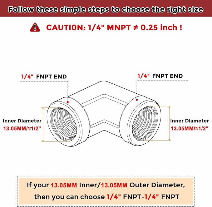 Pack of 5, 90° 1/4" FeMale NPT to 1/4" FeMale NPT Solid Brass Barstock Street Elbow, Forged Pipe Fitting for Pipe Leak Repair, Bathroom Remodeling, Tool Extensions, Compression