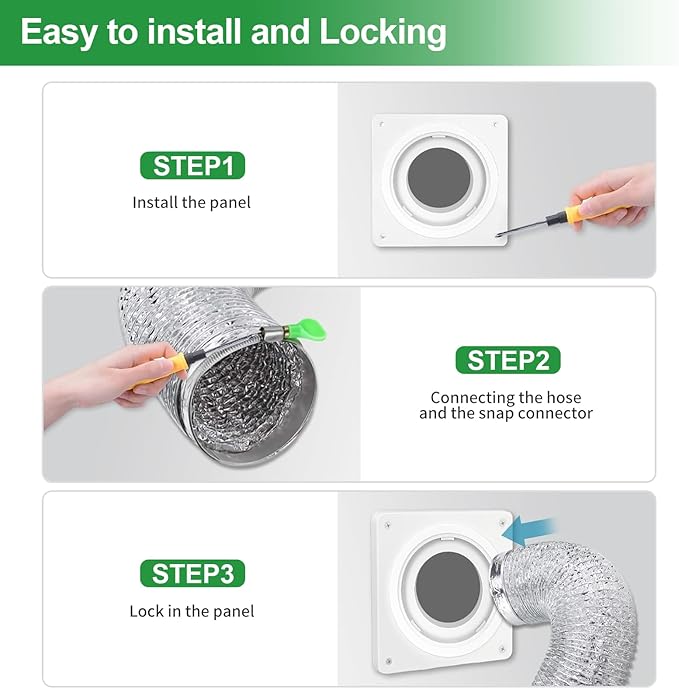 4-Inch Dryer Vent Wall Plate & Elbow Kit,90 Degree Dryer Vent Elbow with 5ft Hose,2 Clamps,All-in-One Dryer Connector and Hose for Tight Space, Secure Seal to Prevent Leaks