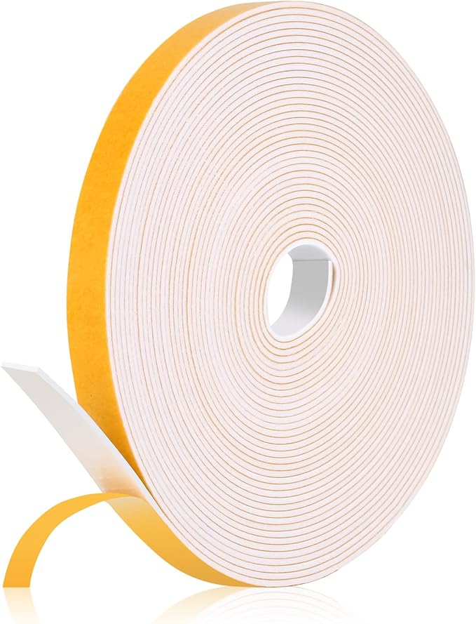 32Feet Weather Stripping Seal (1/2 Inch X 1/16 Inch) for Door Window, High Density Foam Tape, Soundproofing, Insulation Strip, Door Sealers for Door Frame- White