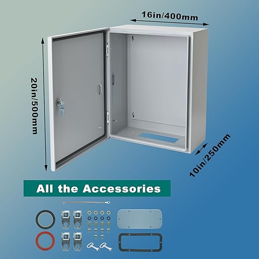 Generic Waterproof Electrical Enclosure 20 x 16 x 10'', Outdoor Electrical Box Weatherproof, Electrical Junction Box with Reinforced Lock, Gray, JYX504025