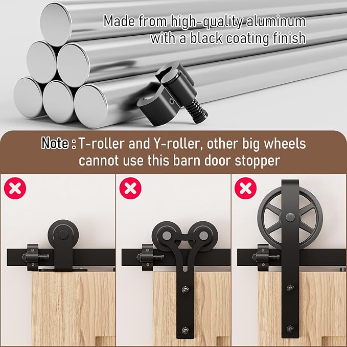 2PCS Adjustable Barn Door Stopper, Upgrade Sliding Barn Door Stopper for Flat Track