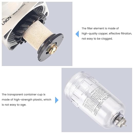 1/4 Inch NPT Air Filter Pressure Regulator, Water Separator Compressed Air Pressure Regulator for Compressor