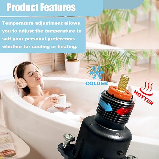 GP800881 Pressure Balance Cartridge Replacement for Kohler K-8304 Pressure Balance Valve,One-piece Design,Black