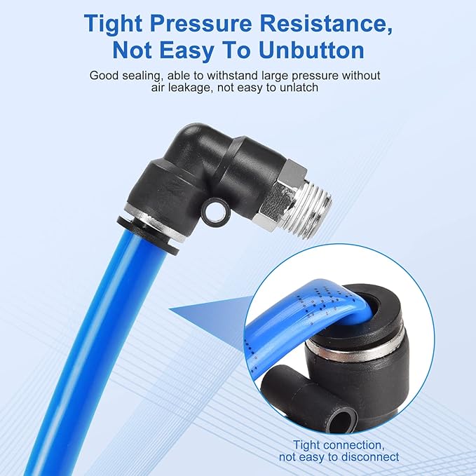 10 Pcs Push-to-Connect Fittings 1/4 Inch Tube OD x 1/8 Inch NPT Thread Pneumatic Male Elbow Quick Connect Air line fittings…
